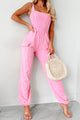 No Issues Here Mineral Wash Cargo Jumpsuit (Pink) - NanaMacs