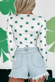 Lucky Coincidences Long Sleeve Shamrock Print Bodysuit (White/Green) - NanaMacs