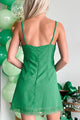 Dim The Lights Lace Trim Mini Dress (Green) - NanaMacs