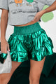 Maura Tiered Metallic Shorts (Green) - NanaMacs