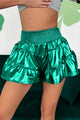 Maura Tiered Metallic Shorts (Green) - NanaMacs