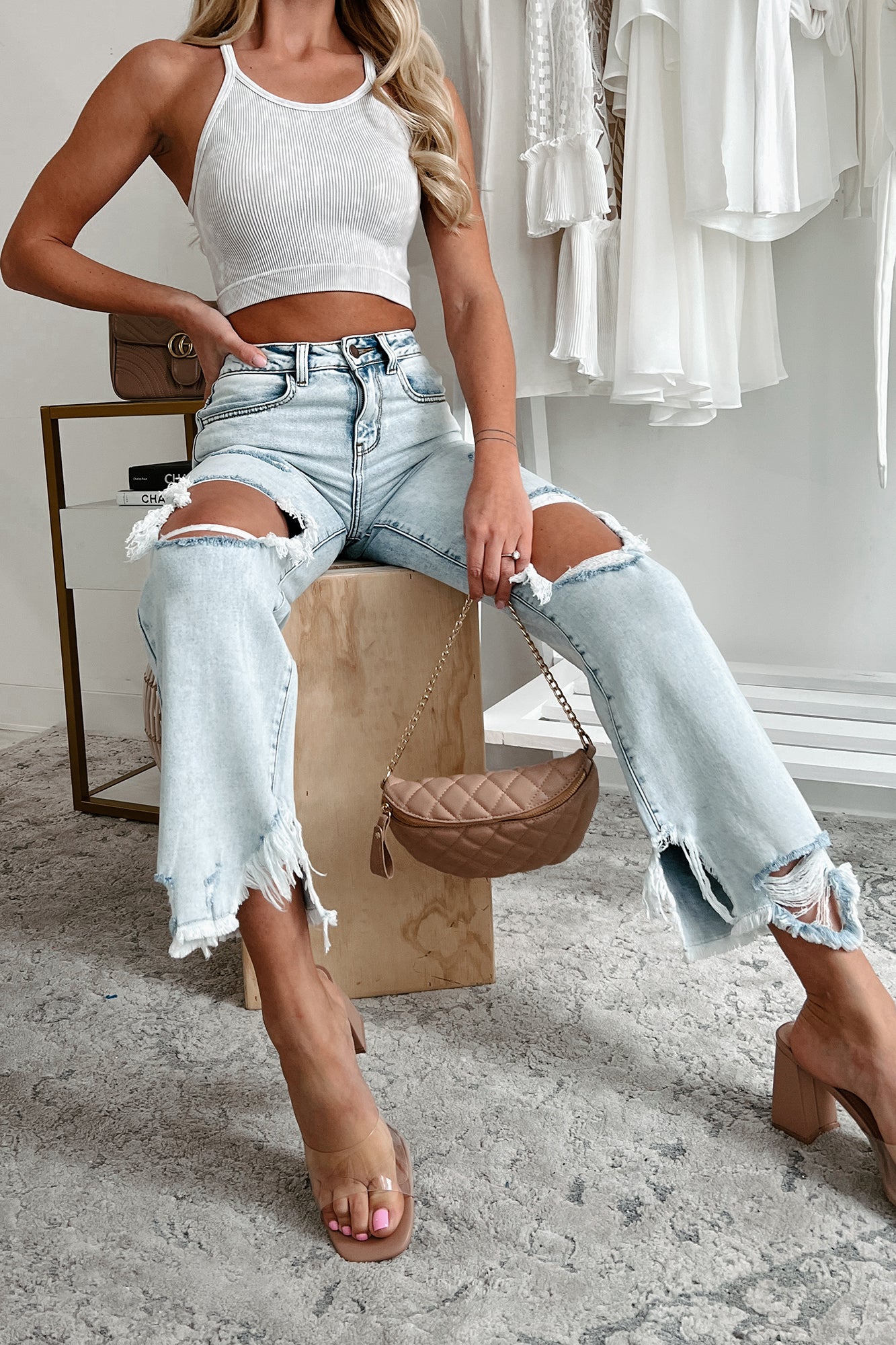 Straight-leg Ripped Jeans