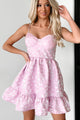 Darling & Dainty Jacquard Floral Mini Dress (Fondant Pink) - NanaMacs