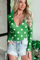 Lucky Coincidences Long Sleeve Shamrock Print Bodysuit (Green/White) - NanaMacs