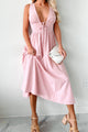 Always Charismatic Pinstripe Midi Dress (Pink/White Stripe) - NanaMacs