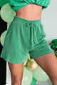 Say It Ain't So Ribbed Drawstring Waist Shorts (Green) - NanaMacs