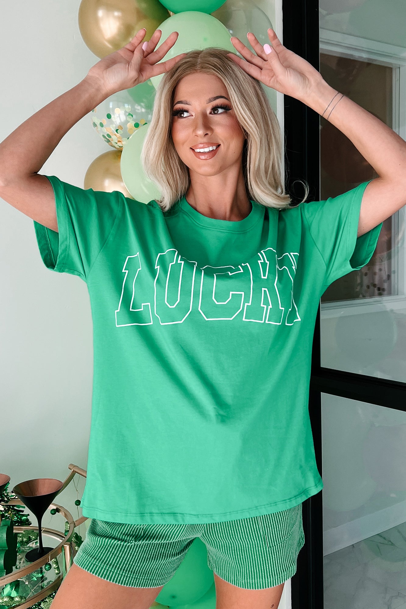 Lucky Coincidences Long Sleeve Shamrock Print Bodysuit (White/Green) ·  NanaMacs