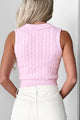 Young At Heart Cable Knit Crop Top (Pale Pink) - NanaMacs