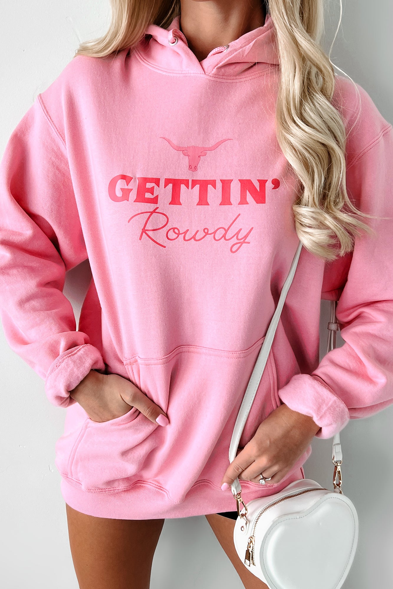 "Gettin' Rowdy” Graphic Hoodie (Candy Pink) - Print On Demand - NanaMacs