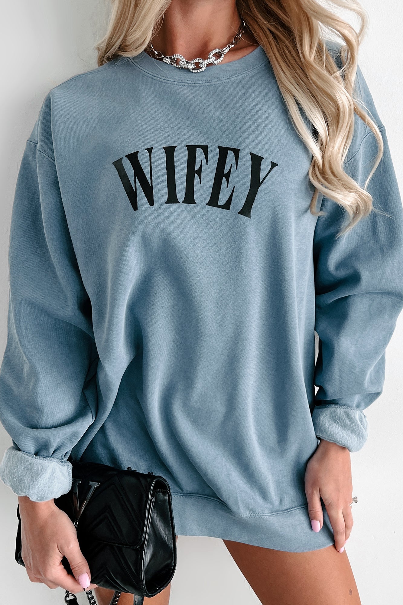 "Wifey" Graphic Crewneck (Blue Jean) - Print On Demand - NanaMacs
