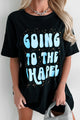 "Going To The Chapel" Oversized Metallic Graphic T-Shirt Dress (Black) - Print On Demand - NanaMacs
