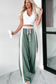 At Your Leisure Side Striped Lounge Pants (Olive/Cream) - NanaMacs