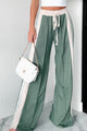 At Your Leisure Side Striped Lounge Pants (Olive/Cream) - NanaMacs