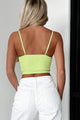 Dedicated To The Truth Lace Trim Cami Crop Top (Lime) - NanaMacs