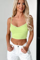 Dedicated To The Truth Lace Trim Cami Crop Top (Lime) - NanaMacs