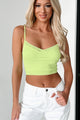 Dedicated To The Truth Lace Trim Cami Crop Top (Lime) - NanaMacs