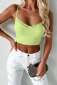 Dedicated To The Truth Lace Trim Cami Crop Top (Lime) - NanaMacs