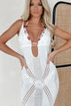 Cool By The Pool Open Knit Swim Cover Dress (White) - NanaMacs