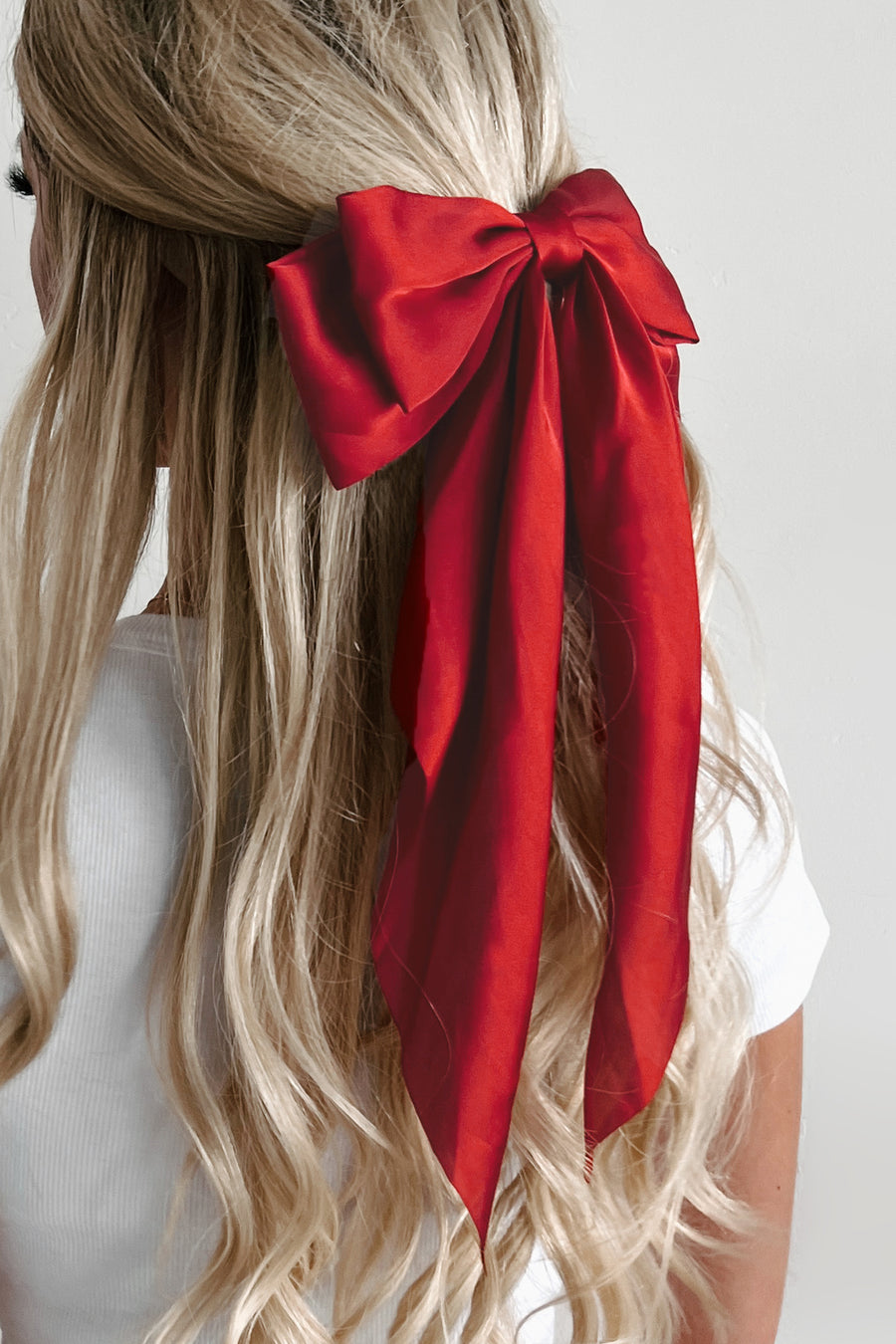 All About The Details Barrette Clip Satin Hair Bow (Ruby Red) - NanaMacs