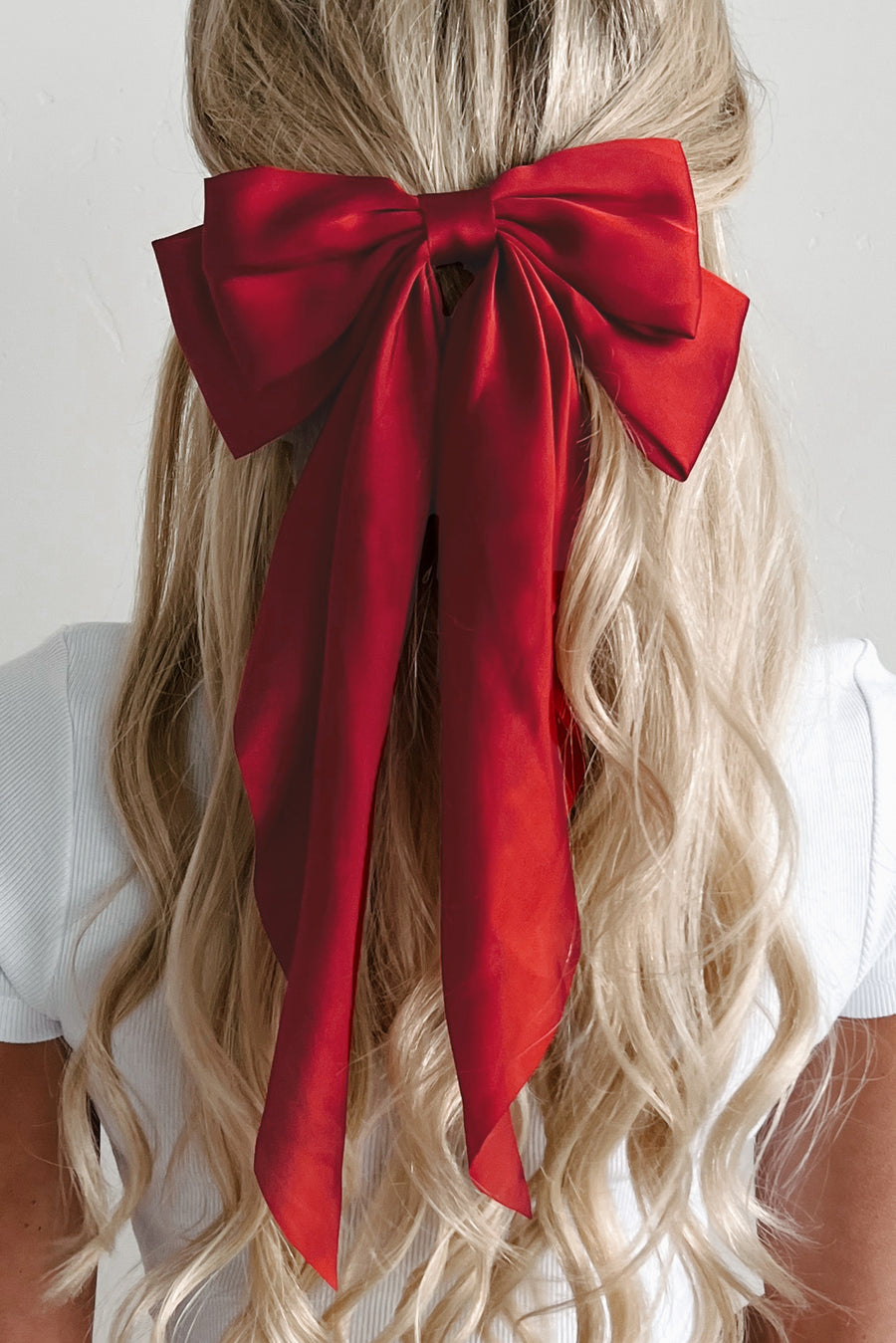 All About The Details Barrette Clip Satin Hair Bow (Ruby Red) - NanaMacs