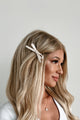Cute Hair, Don't Care Three Piece Bow Hair Clip Set (Off White) - NanaMacs