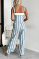 Strictly Professional Striped Two-Piece Pant Set (Dusty Blue/White) - NanaMacs