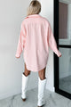 Testing My Character Striped Oversized Shirt Dress (Pink) - NanaMacs