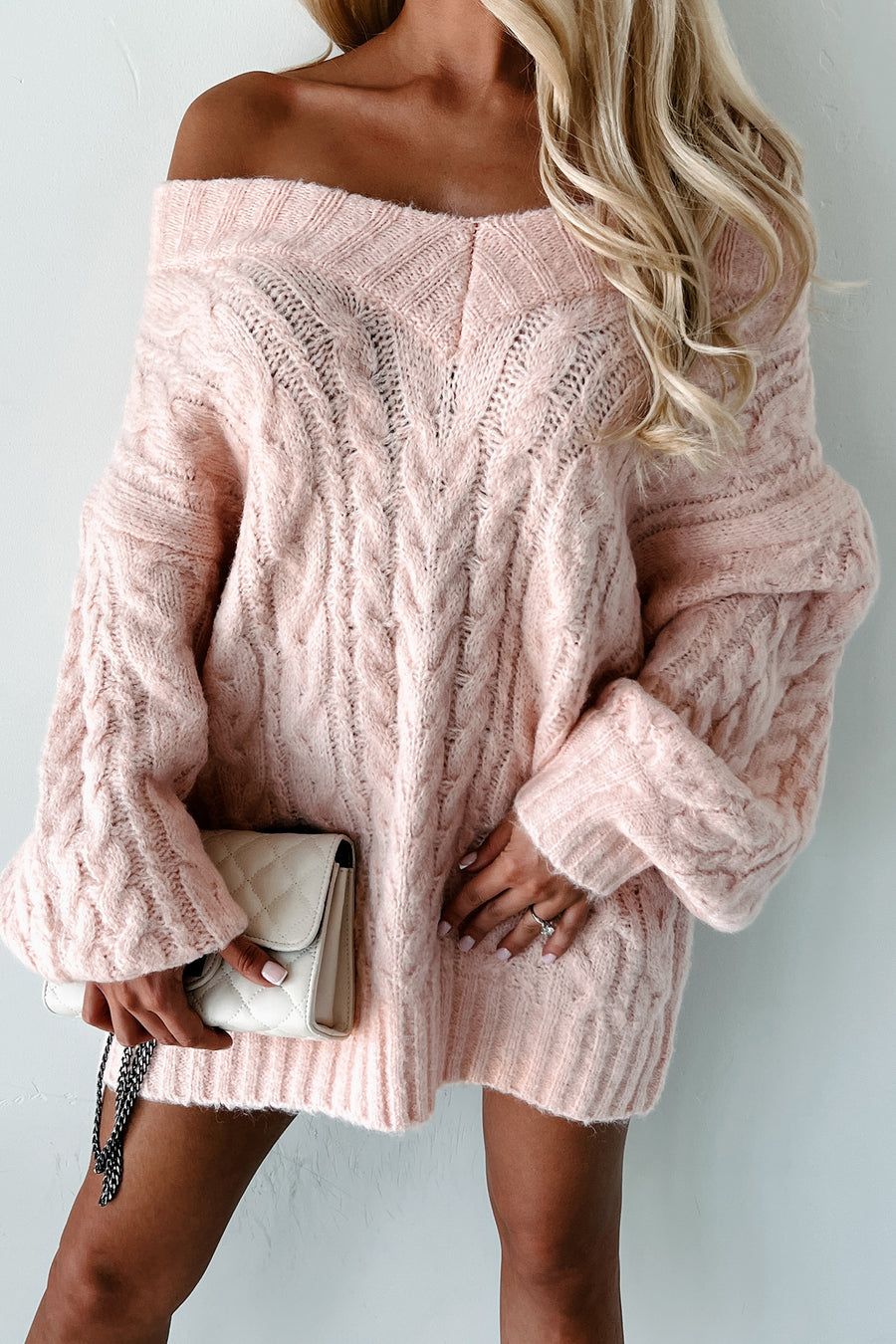Collecting My Thoughts Oversized Sweater Dress (Blush Pink) - NanaMacs