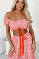 Porch Swing Kisses Bubble Knit Crop Top & Skirt Set (Red) - NanaMacs