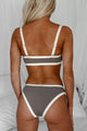 Bikini Living Contrast Trim Bikini Set (Beige/Brown) - NanaMacs