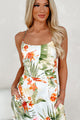 Palm Paradise Tropical Satin Maxi Dress (Off White/Multi) - NanaMacs