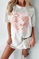 "Trippy Tiger" Oversized Graphic T-Shirt Dress (Vanilla) - Print On Demand - NanaMacs