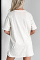 "Dead Pop Festival" Oversized Graphic T-Shirt Dress (Vanilla) - Print On Demand - NanaMacs