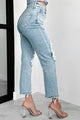 Zaida High Rise Distressed Risen Slim Straight Jeans (Light) - NanaMacs