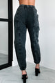 Comfy Culture Crinkle Gauze Cargo Pants (Black) - NanaMacs