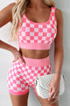 Unlocked Potential Checkered Two-Piece Shorts Set (Pink) - NanaMacs