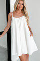 Lasting Words Tie-Strap Babydoll Mini Dress (Off White) - NanaMacs