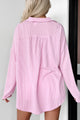 Ayla Oversized Ribbed Button-Down Shirt (Pink) - NanaMacs