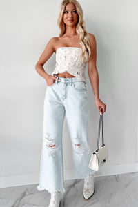 DOORBUSTER Anthony High Rise Distressed Sneak Peek Crop Jeans (Light Acid) - NanaMacs