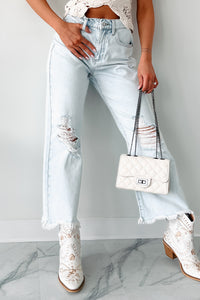 DOORBUSTER Anthony High Rise Distressed Sneak Peek Crop Jeans (Light Acid) - NanaMacs