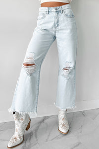 DOORBUSTER Anthony High Rise Distressed Sneak Peek Crop Jeans (Light Acid) - NanaMacs
