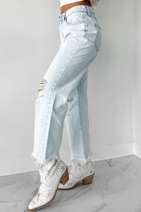 DOORBUSTER Anthony High Rise Distressed Sneak Peek Crop Jeans (Light Acid) - NanaMacs