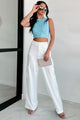 Clearing The Air Wide Leg Satin Cargo Pants (Off White) - NanaMacs