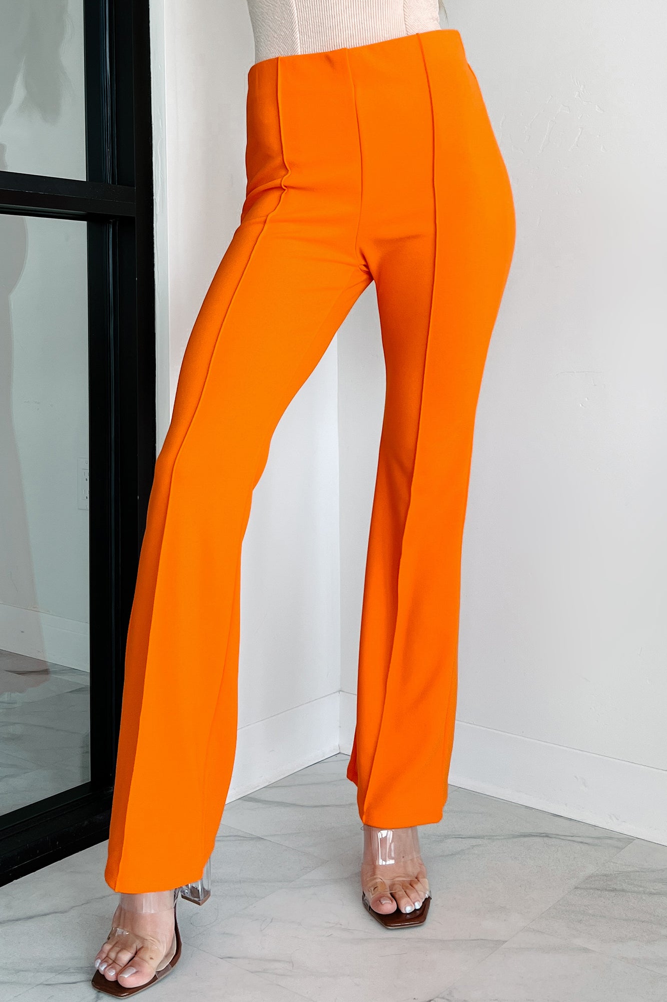 Style Stance High Waist Flare Pants (Tangerine) - NanaMacs