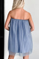In A Dreamland Rhinestone Tulle Mini Dress (Slate Blue) - NanaMacs