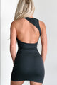 Ready For Compliments Asymmetric Back Mini Dress (Charcoal) - NanaMacs