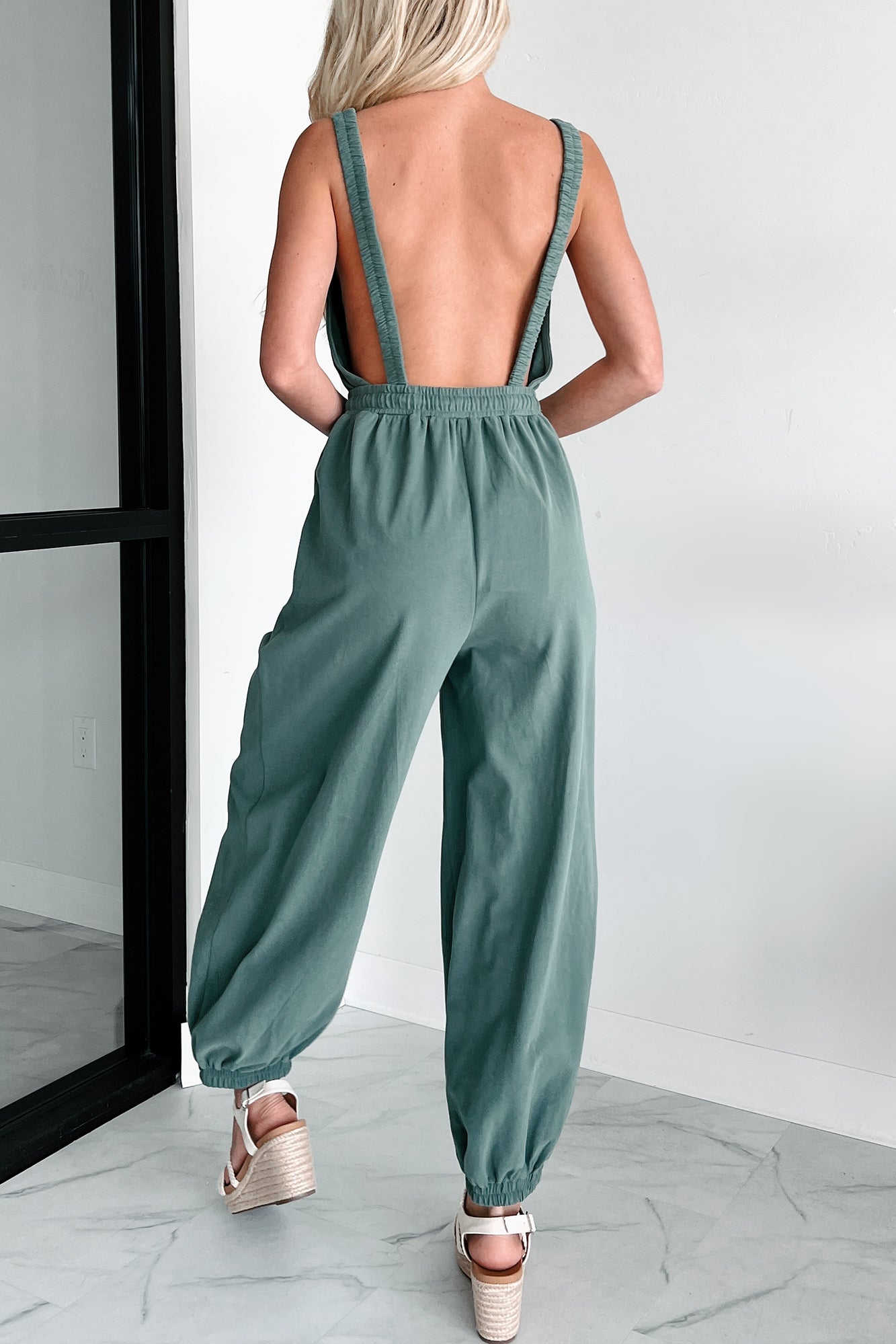 Showing My Hand Backless Jumpsuit (Green) - NanaMacs