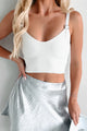 Midnight Melodies Rhinestone Buckle Strap Crop Top (Ivory) - NanaMacs