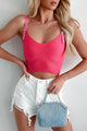 Midnight Melodies Rhinestone Buckle Strap Crop Top (Aurora Pink) - NanaMacs