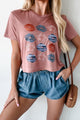 Firework Kisses Graphic Crop Tee (Mauve) - Print On Demand - NanaMacs